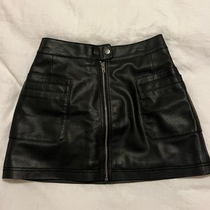 Skirt | Black Leather Mini Skirt | Free People